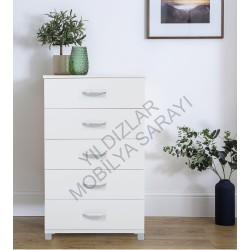 KOD NO : SIF-090 Yüksek Şifonyer - Beyaz (DEMONTE)